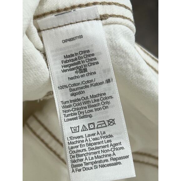 Madewell Women's Collared Button Up Crop Denim Jacket In Tile White Size Small - Picture 5 of 8